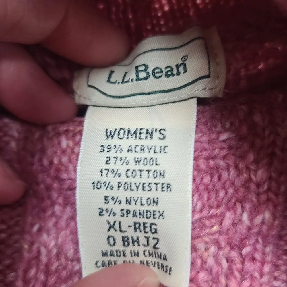Women's Pink LL Bean Wool Blend Cardigan Turtleneck Sweater, New, Partial Tag - Picture 7 of 8